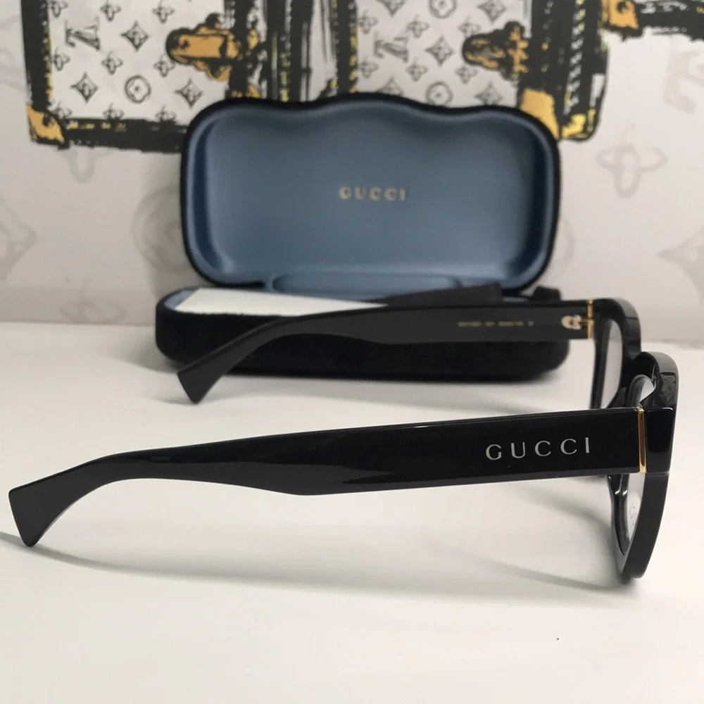 ✨ Luxury New Authentic Gucci GG1138O 001 Black Square Eyeglasses ✨